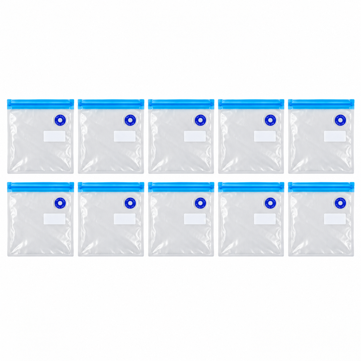 10-Pack Zipper Vacuum Food Bags in Multiple Sizes for Organized Food Storage - Blue zipper 21 x 22 - 10-Pack - main