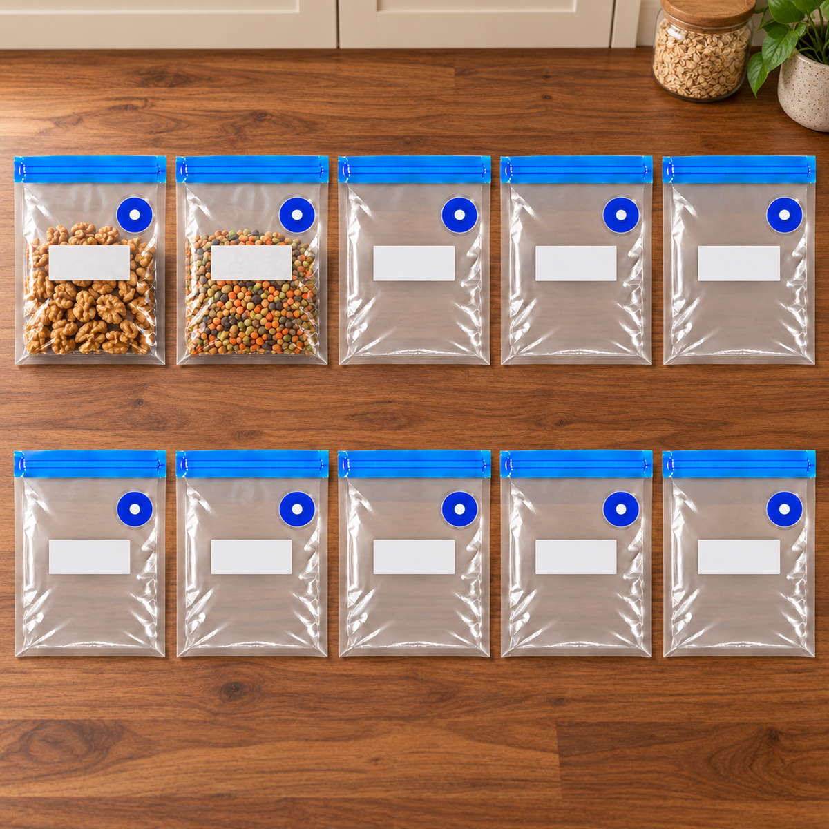10-Pack Zipper Vacuum Food Bags in Multiple Sizes for Organized Food Storage - Blue zipper 22 x 28 - 10-Pack - lifestyle