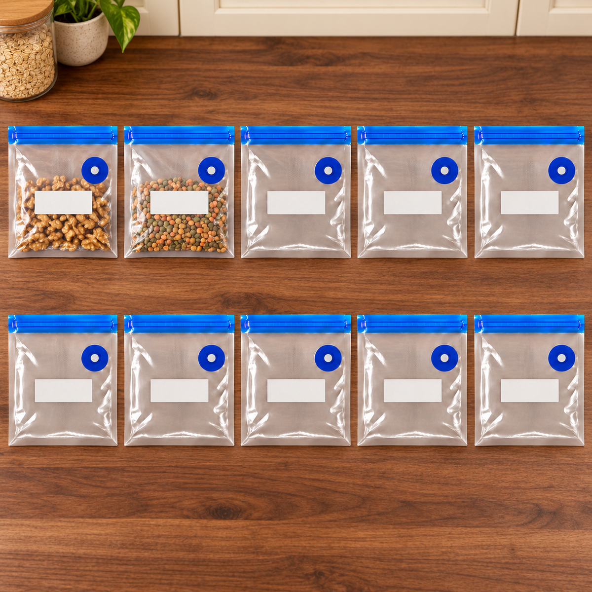 10-Pack Zipper Vacuum Food Bags in Multiple Sizes for Organized Food Storage - Blue zipper 26 x 28 - 10-Pack - lifestyle