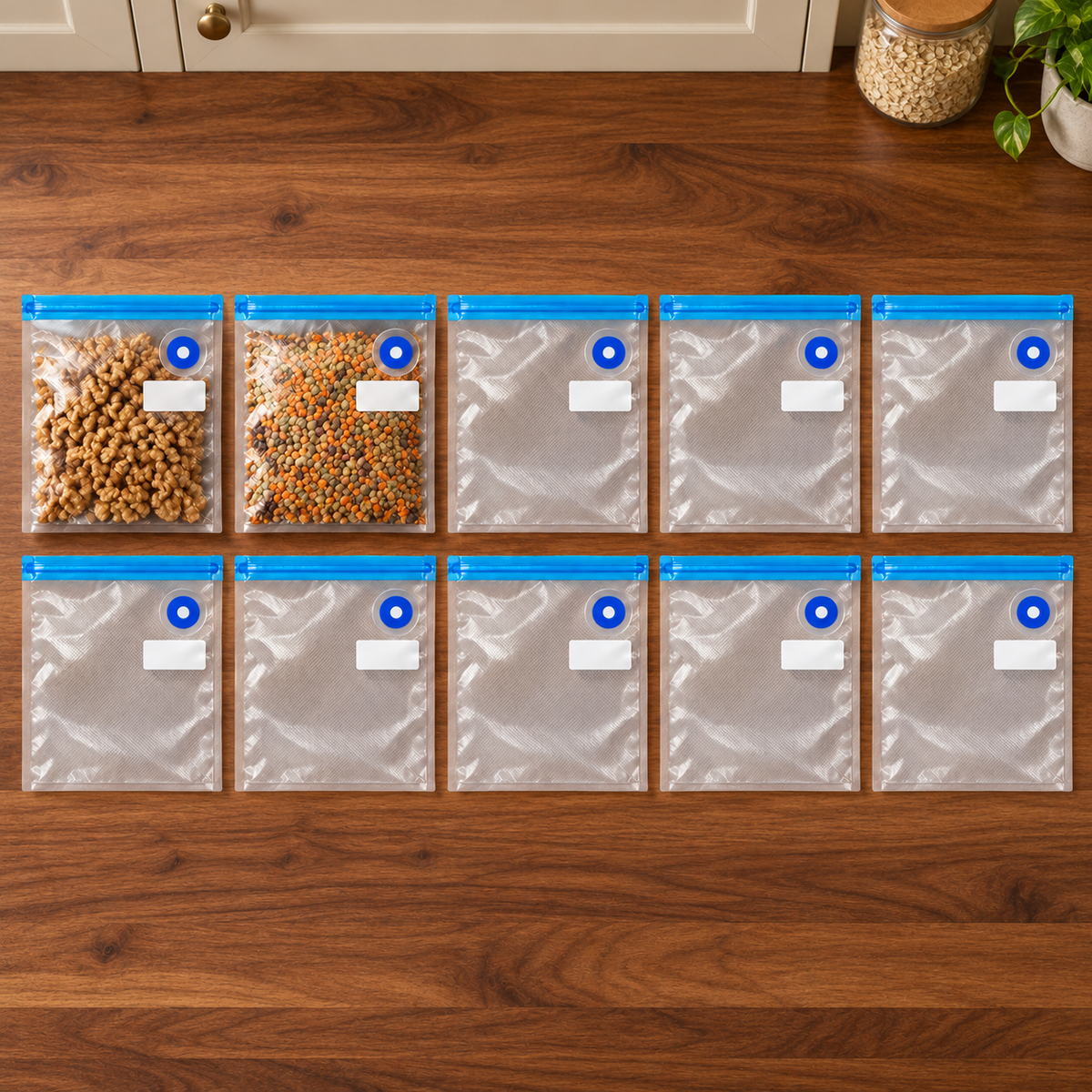 10-Pack Zipper Vacuum Food Bags in Multiple Sizes for Organized Food Storage - Blue zipper 30 x 34 - 10-Pack - lifestyle