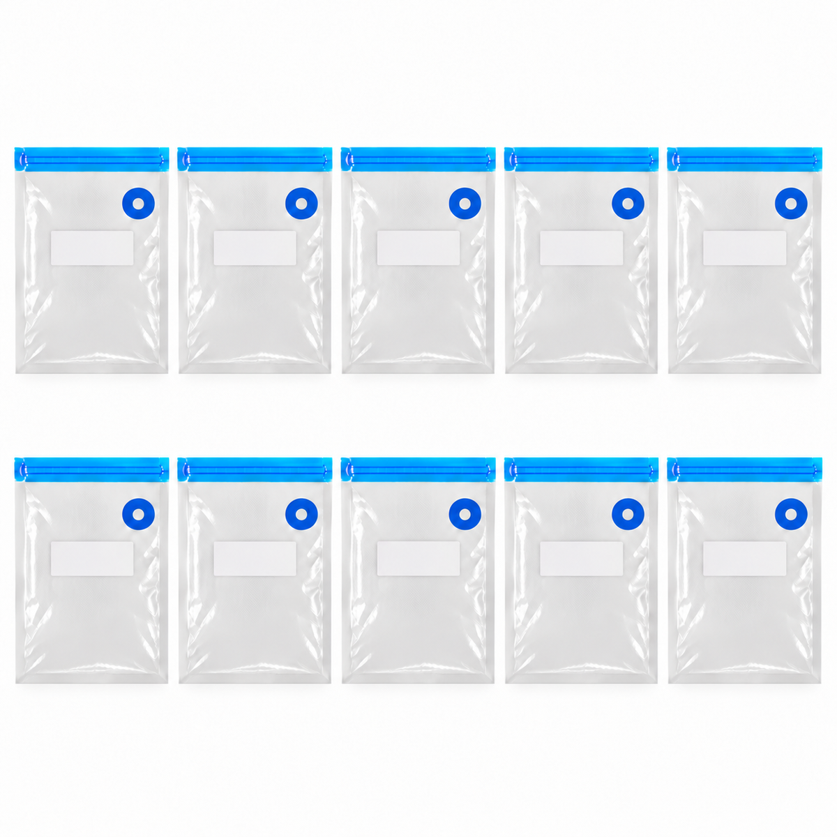 10-Pack Zipper Vacuum Food Bags in Multiple Sizes for Organized Food Storage - Blue zipper 35 x 50 - 10-Pack - main