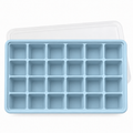 24-Cavity Silicone Ice Cube Tray with Lid Options for Home Freezing - Muted Blue with lid - main
