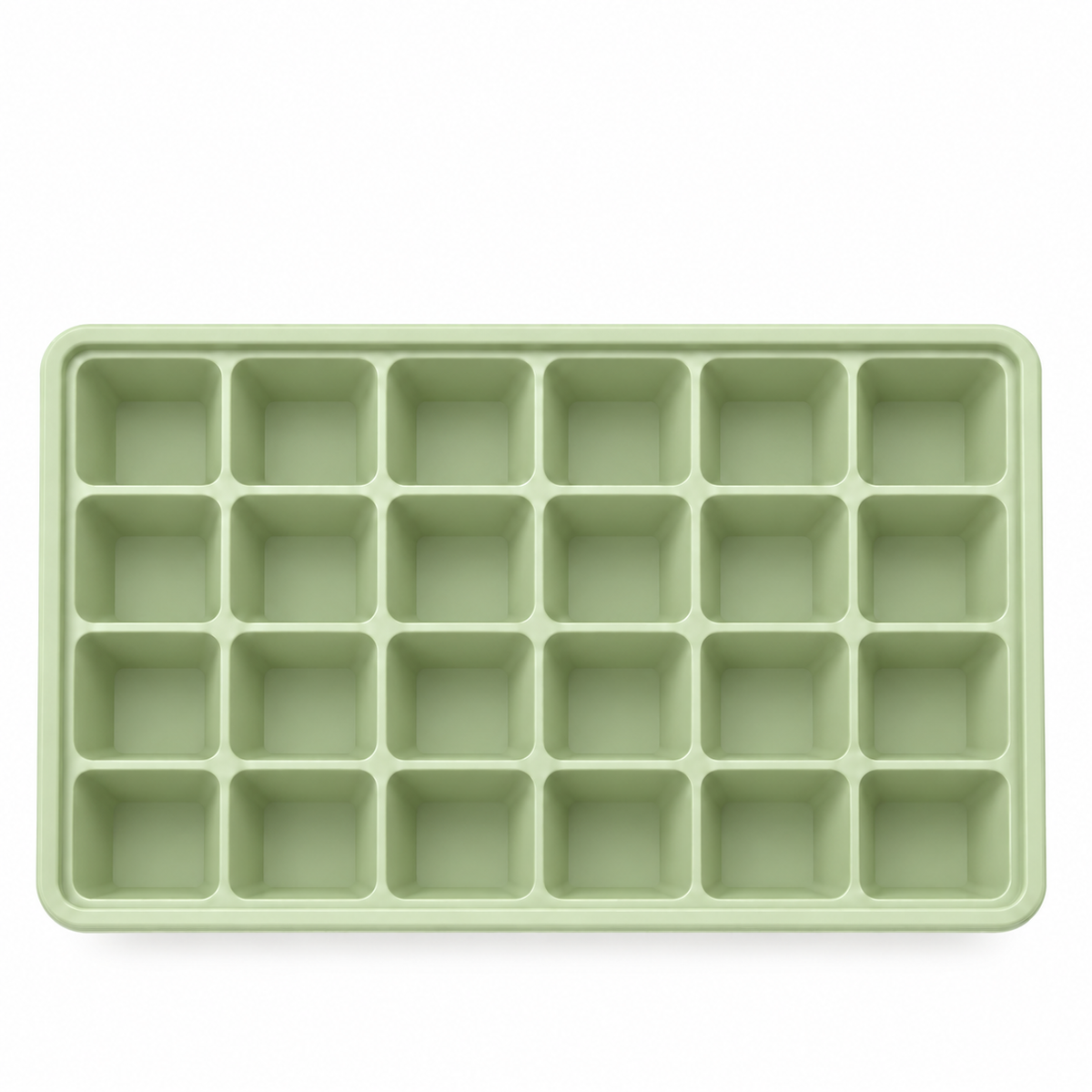 24-Cavity Silicone Ice Cube Tray with Lid Options for Home Freezing - Muted Green no lid - main