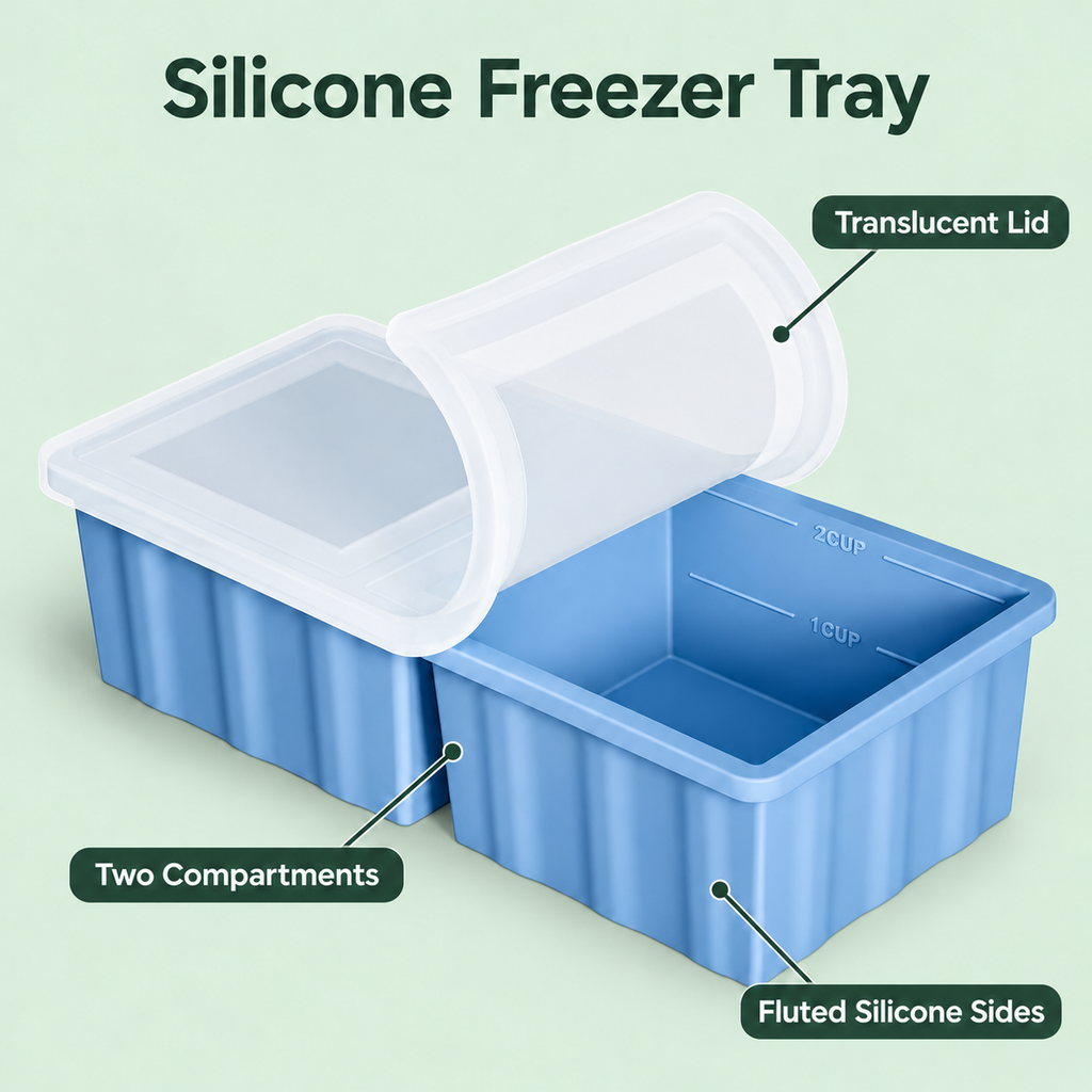 500ml Silicone Freezer Tray with Single and Two-Pack Options for Meal Prep - Single Blue - feature