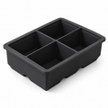Silicone Large Ice Cube Tray with 4, 6 and 8 Cavities and Lid Options - 4 cavities Black no lid - main