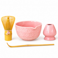 4-Piece Sakura Matcha Set with Spouted Ceramic Bowl for a Home Tea Ritual - Pink - main